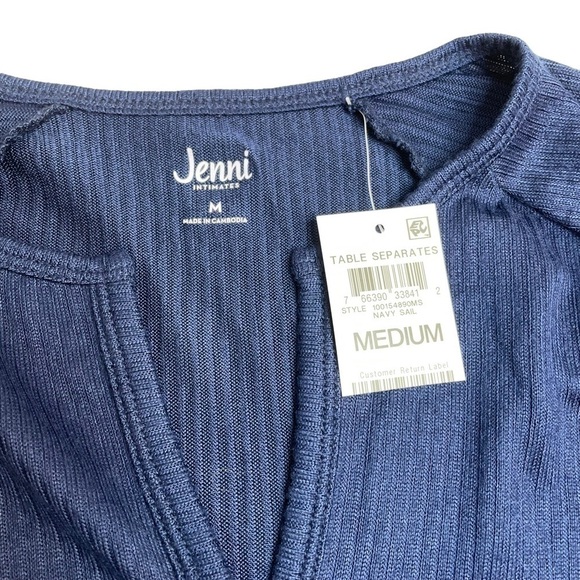 Jenni Split Neck Ribbed Pajama Top Bundle Navy Sail Blue June Bug Green Medium - Picture 10 of 12